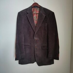 Lauren Ralph Lauren Brown Corduroy Mens Blazer Sport Coat Elbow Patch Paisley
